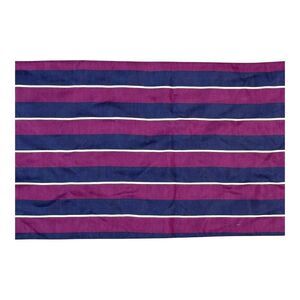 Burberrys Italian-Made Striped Silk Scarf Rectangle Long Wrap Navy Blue Fringed